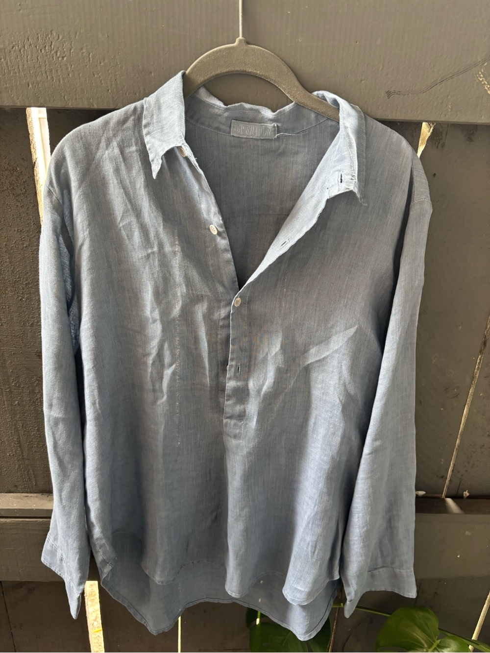 CP Shades Light Blue Linen Button-Down Shirt